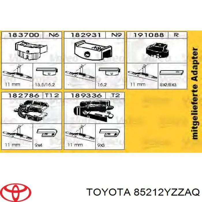 85212YZZAQ Toyota щітка-двірник лобового скла, водійська