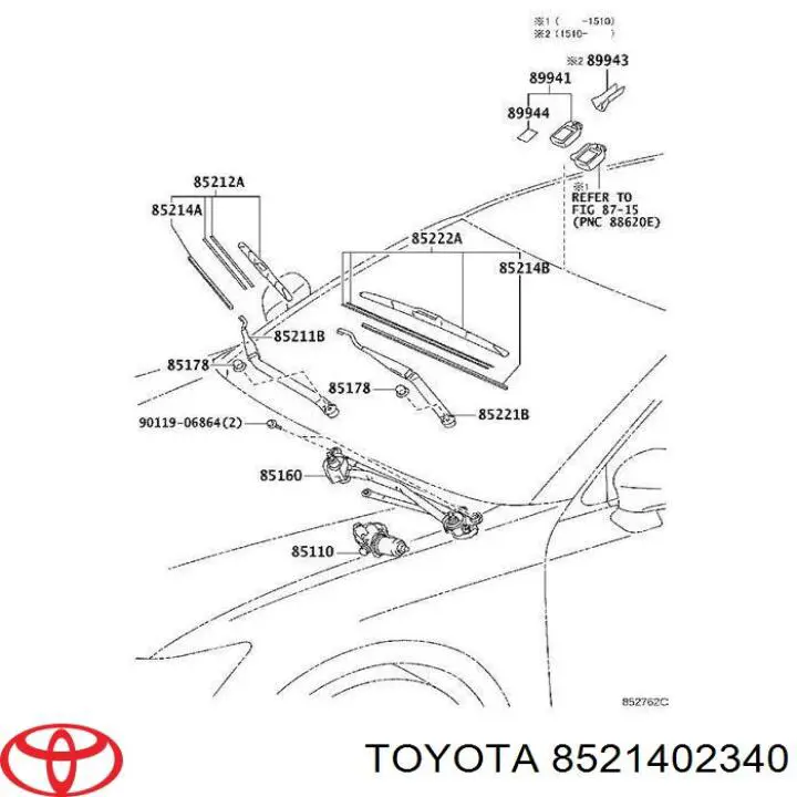 8521402340 Toyota щітка-двірник лобового скла, водійська