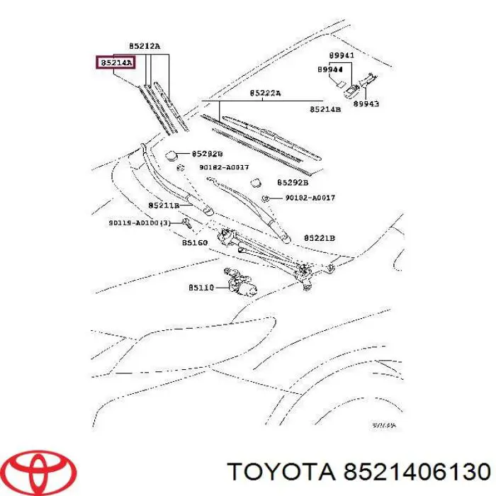 8521406130 Toyota гумка склоочисника пасажирська