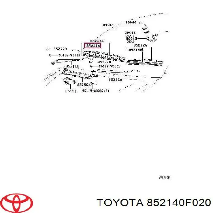 Гумка склоочисника водійська Toyota Corolla VERSO (R10) (Тойота Королла)