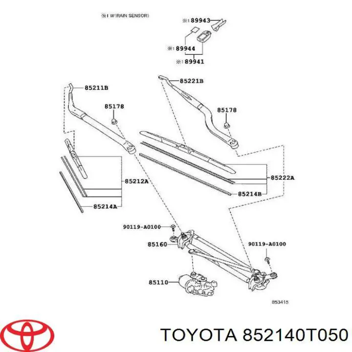 Гумка склоочисника водійська на Toyota Venza (AGV1, GGV1)