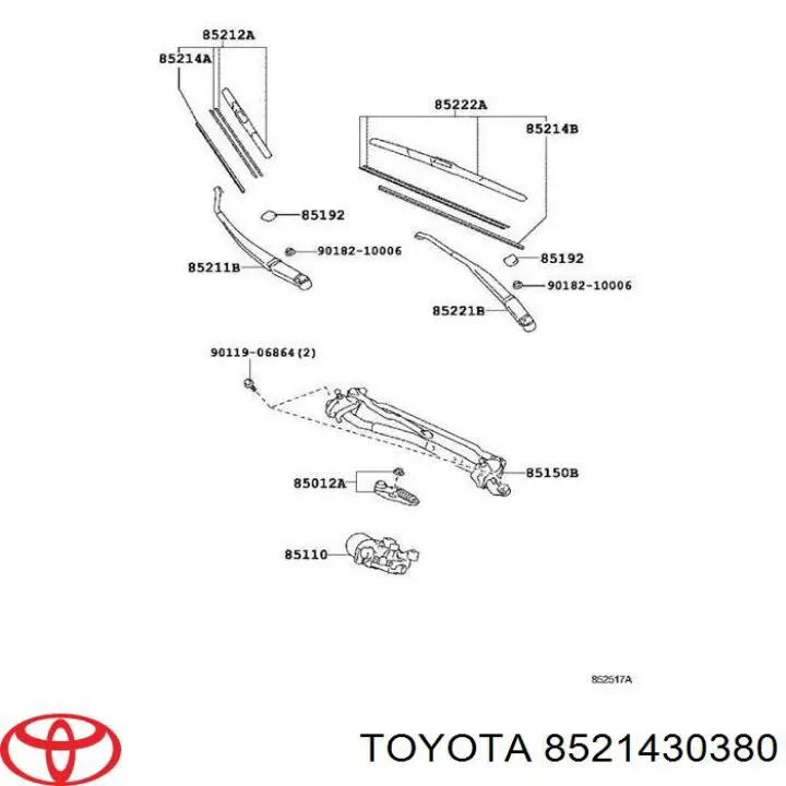 8521430380 Toyota гумка склоочисника водійська