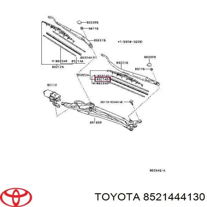 Щітка-двірник лобового скла, пасажирська 8521444130 Toyota