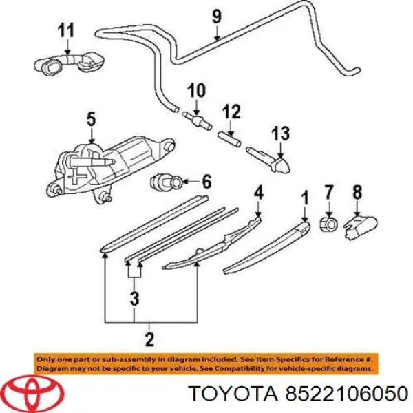 Ричаг склоочисника Toyota 8522106050 ціна, від 8.75 USD