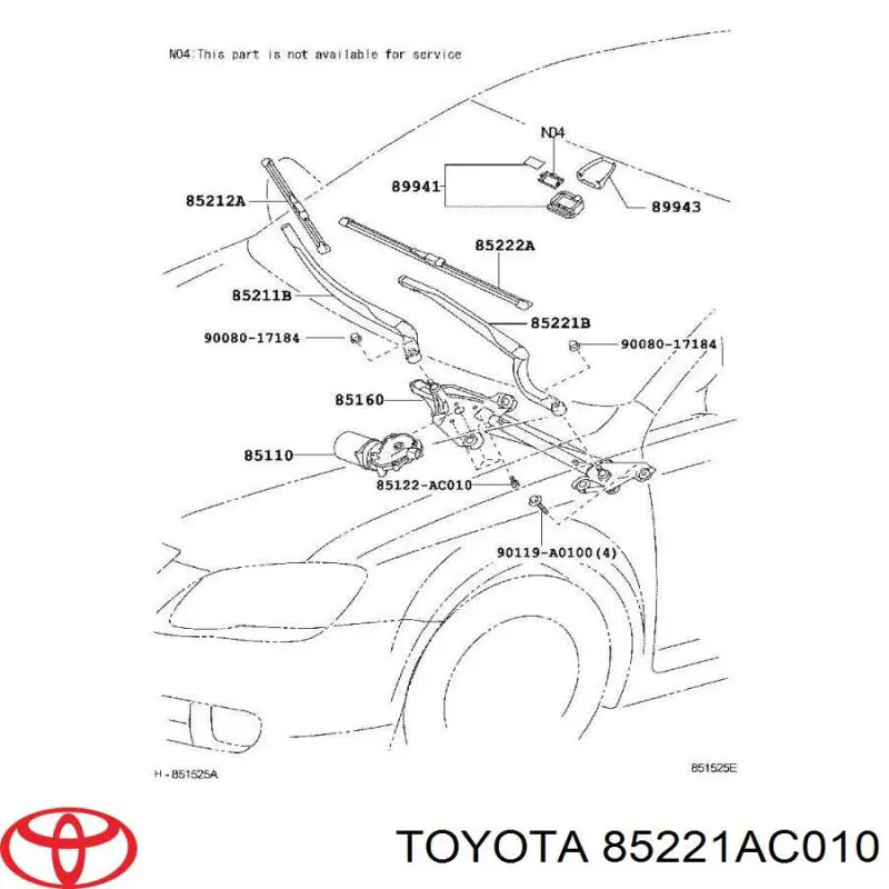 Ричаг склоочисника Toyota 85221AC010 ціна, від 15.20 USD