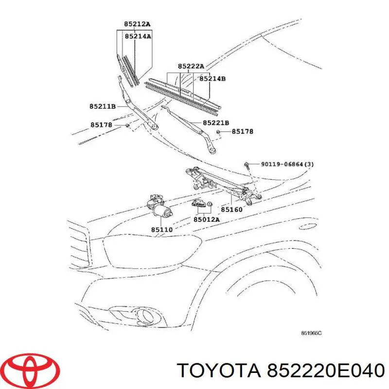 852220E040 Toyota Щітка двірника ліва