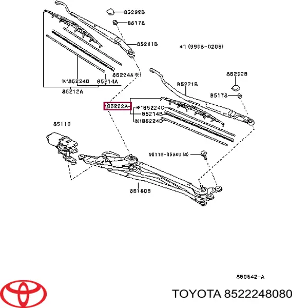 Щітка-двірник лобового скла, водійська 8522248080 Toyota