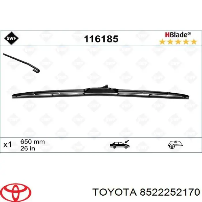 Щітка-двірник лобового скла, водійська Toyota 8522252170 ціна, від 12.20 USD