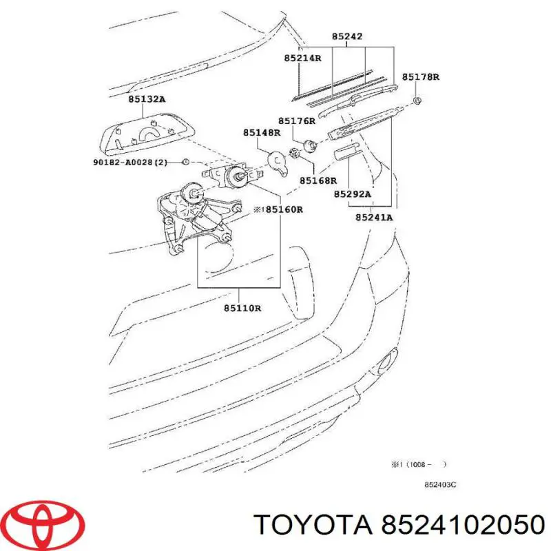8524102050 Toyota Важіль-поводок склоочисника заднього скла