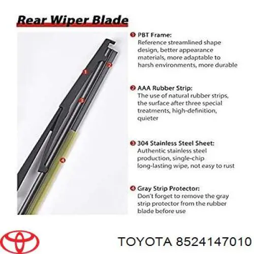 Щітка склоочисника заднього скла Toyota 8524147010 ціна, від 10.49 USD