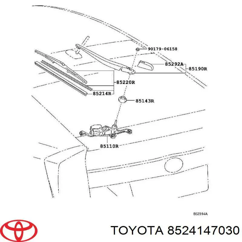 8524147030 Toyota Важіль-поводок двірника заднього скла