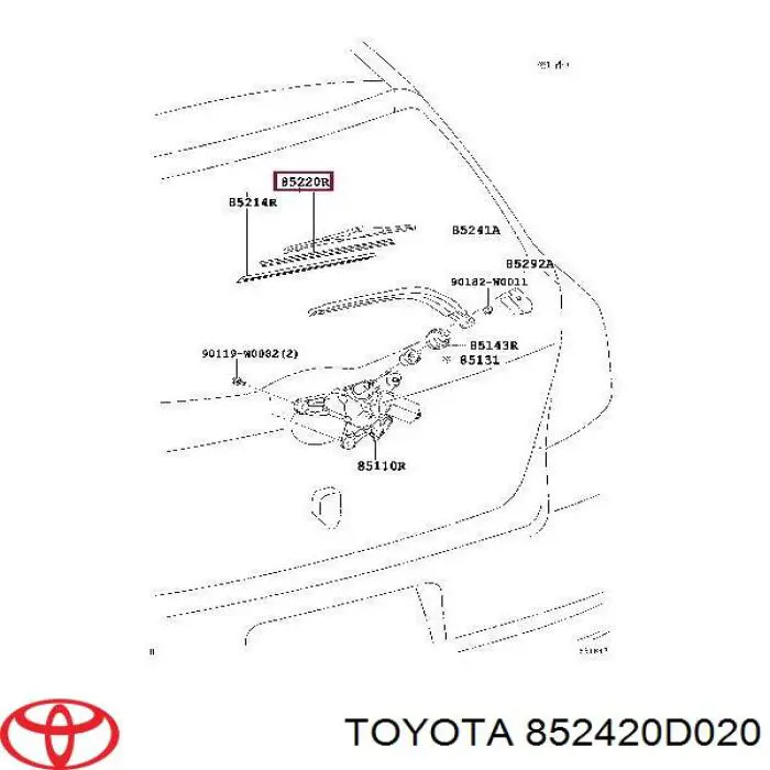 852420D020 Toyota Щітка склоочисника задня