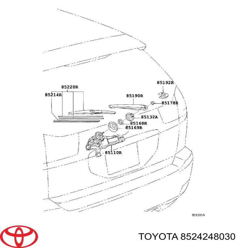 8524248030 Toyota щітка-двірник заднього скла