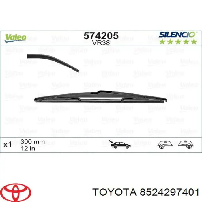 Щітка склоочисника заднього скла Toyota 8524297401 ціна, від 4.88 USD