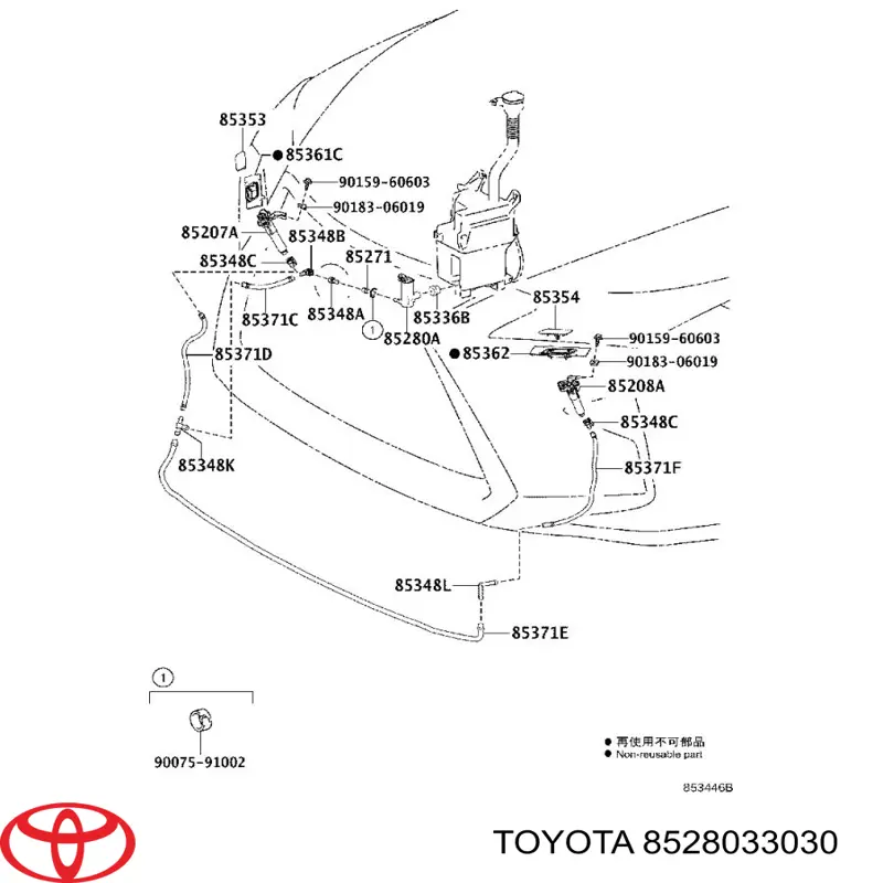 8528033030 Toyota насос-двигун омивача фар