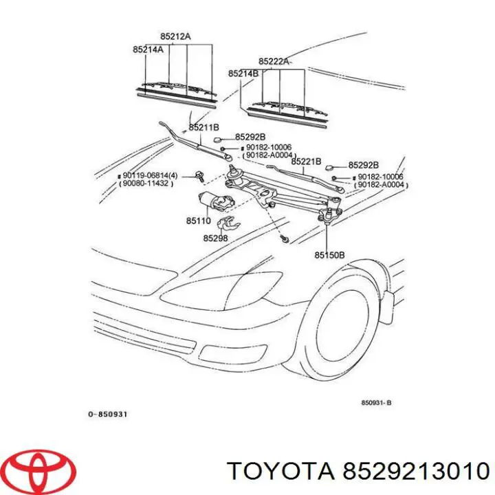 Заглушка гайки кріплення повідка переднього двірника на Toyota Previa (ACR3)