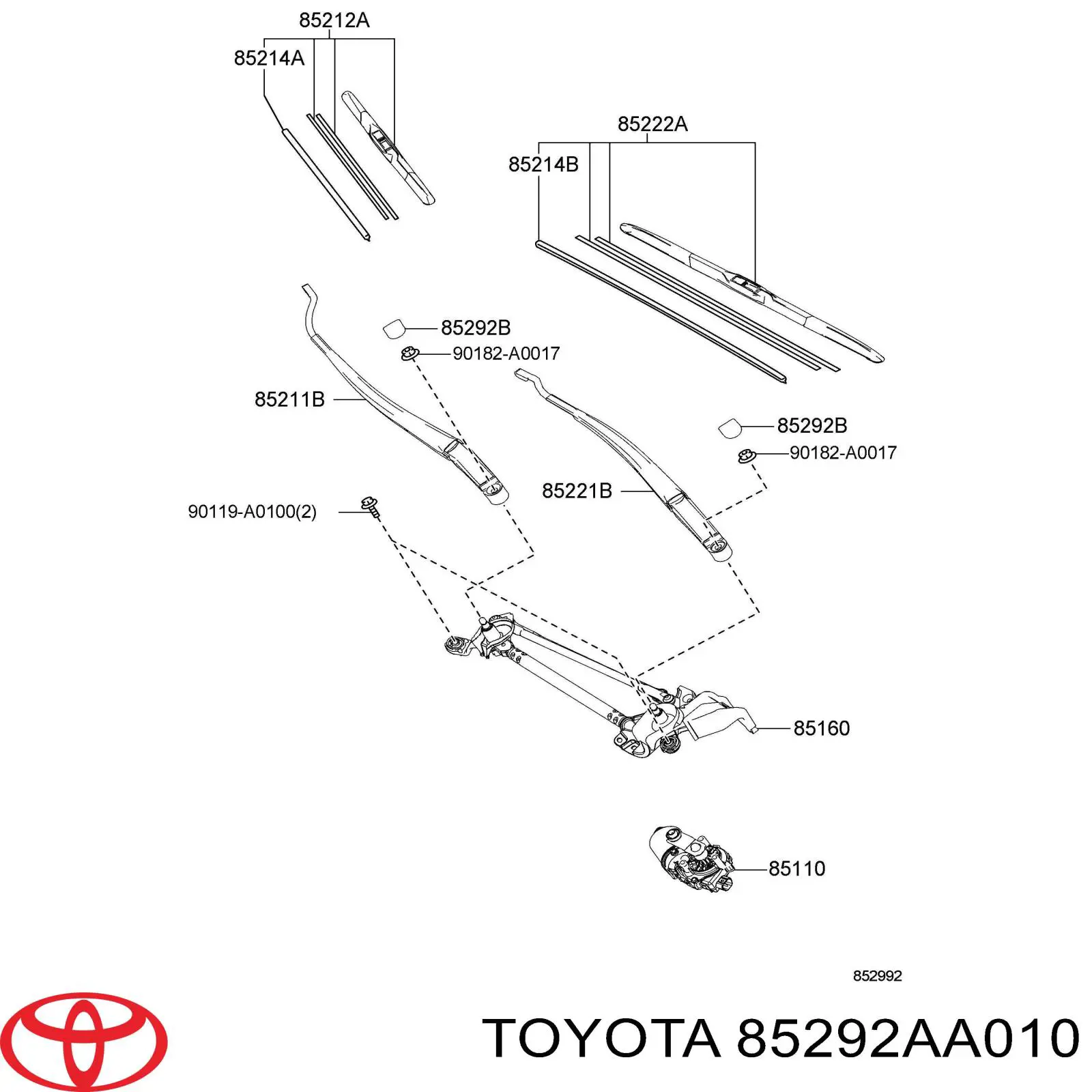 85292AA010 Toyota заглушка гайки кріплення повідка переднього двірника