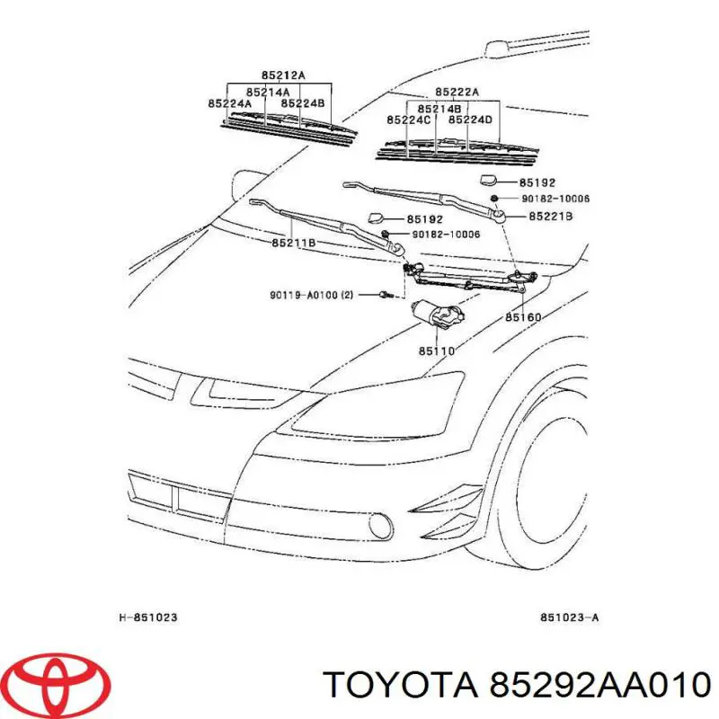 Заглушка гайки кріплення повідка переднього двірника Toyota 85292AA010 ціна, від 1.79 USD