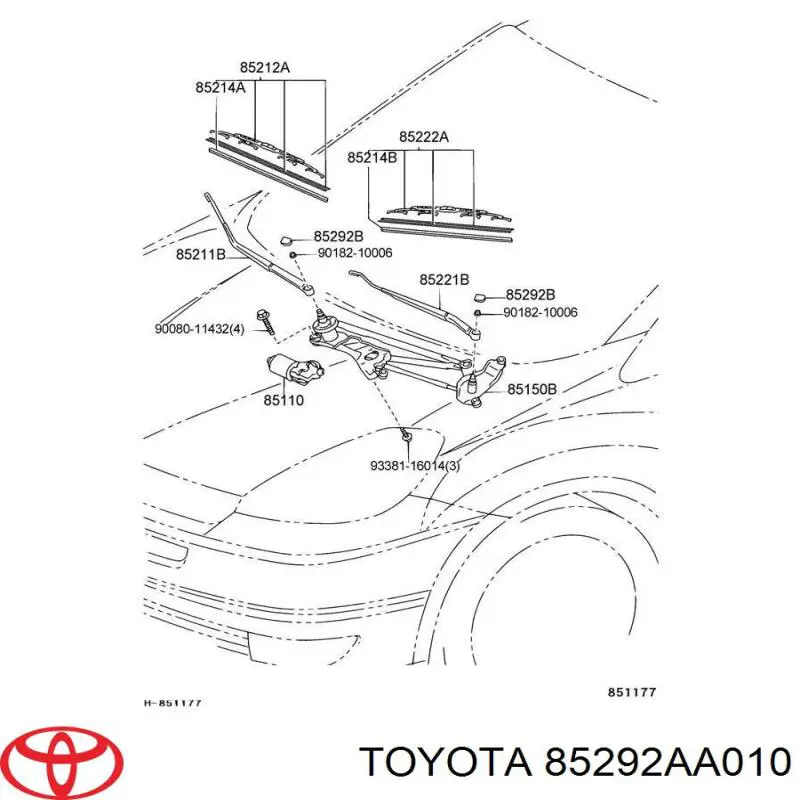Купити 85292AA010 Toyota Заглушка гайки кріплення повідка переднього двірника