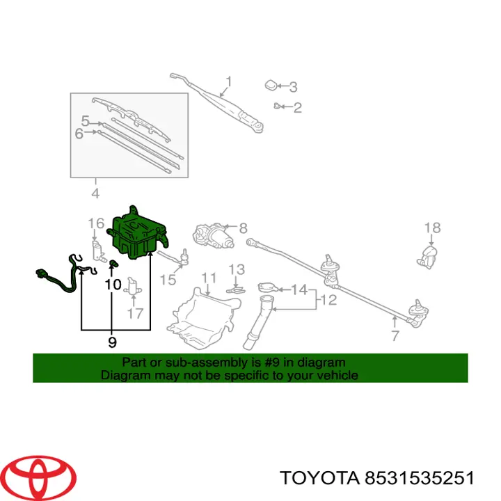 Бачок омивача лобового скла Toyota 8531535251 ціна, від 95.02 USD