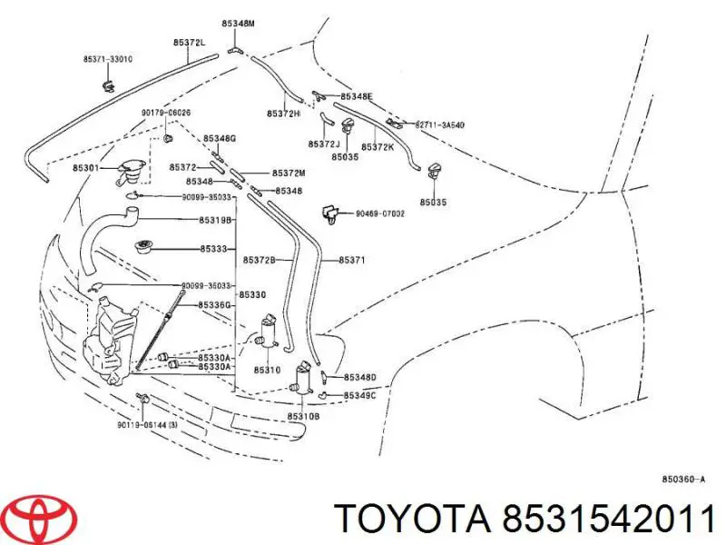 8531542011 Toyota Бачок склоомивача