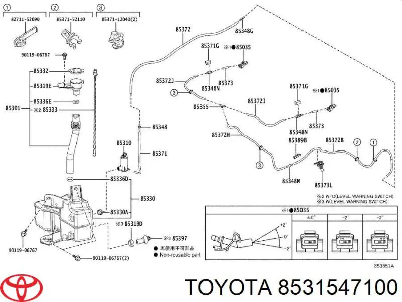 Бачок омивача лобового скла Toyota 8531547100 ціна, від 137.79 USD