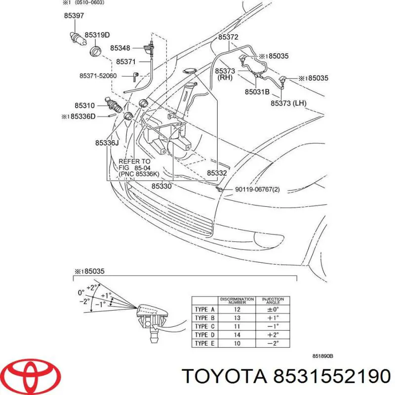 8531552190 Toyota бачок омивача скла