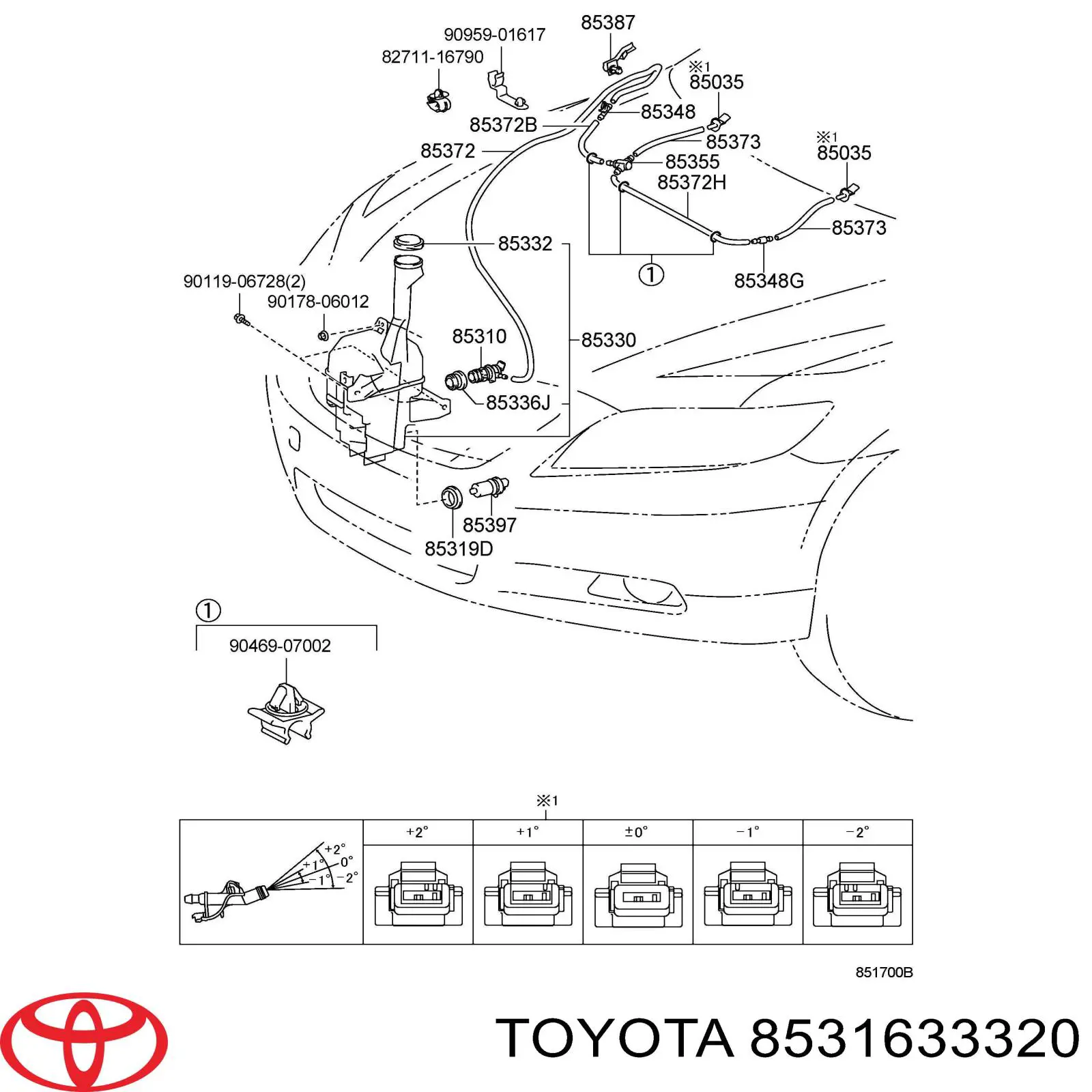 8531633320 Toyota кришка бачка омивача