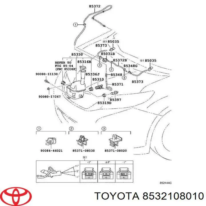 Трійник системи склоомивача Toyota 8532108010 ціна, від 11.13 USD