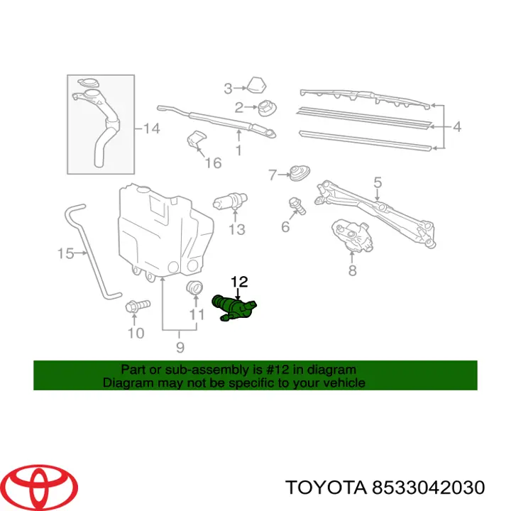 Насос-двигун омивача скла, заднього Toyota Scion IQ (Тойота Сціон)