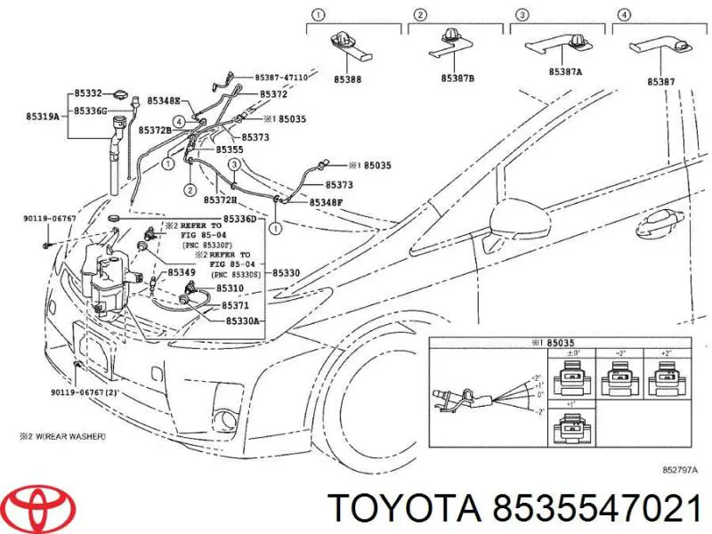 Бачок омивача лобового скла Toyota 8535547021 ціна, від 57.55 USD