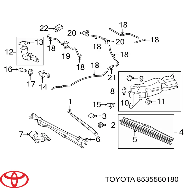 Бачок омивача лобового скла Toyota 8535560180 ціна, від 70.30 USD