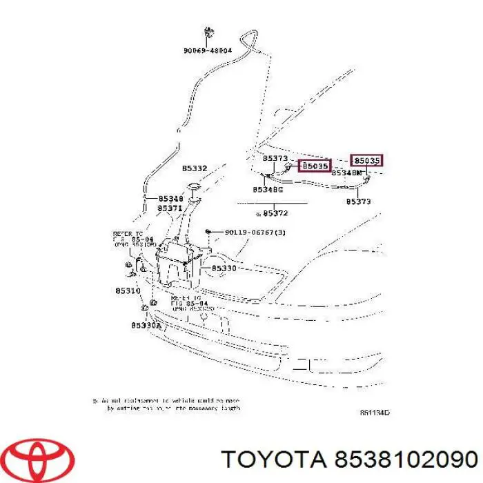 Сопло омивача лобового скла Toyota 8538102091 ціна, від 7.60 USD