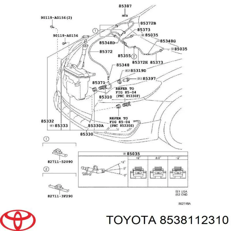 8538112310 Toyota форсунка омивача лобового скла