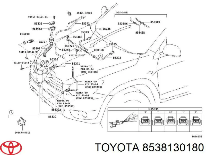 Сопло омивача лобового скла Toyota 8538130180 ціна, від 7.21 USD