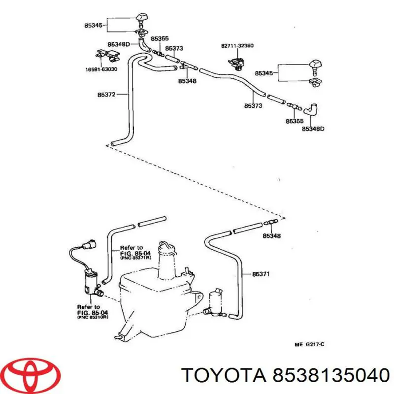 Сопло омивача лобового скла Toyota 8538135040 ціна, від 16.65 USD