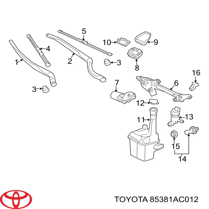 85381AC012 Toyota Сопло склоомивача вітрового скла
