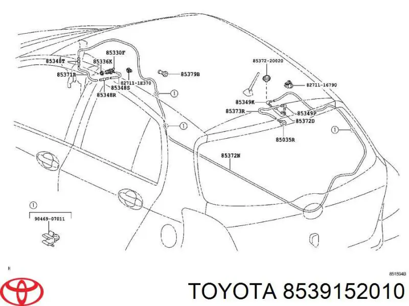 8539152010 Toyota Омивач скла дверей задка