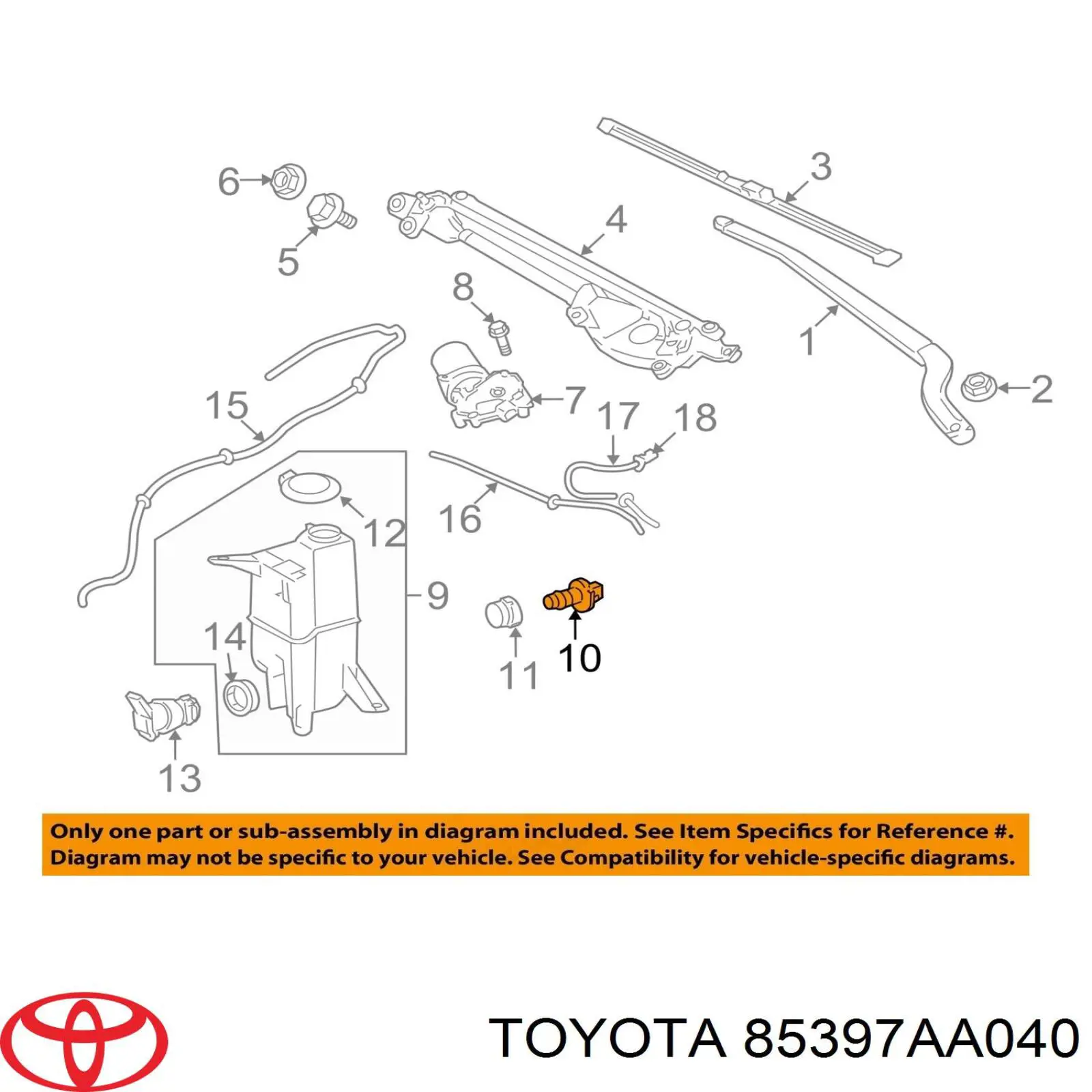Купити 85397AA040 Toyota Датчик рівня бачка склоомивача