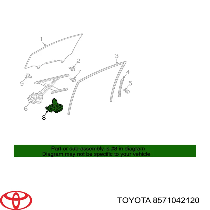 8571047060 Toyota Мотор склопідйомника дверей передніх, правих