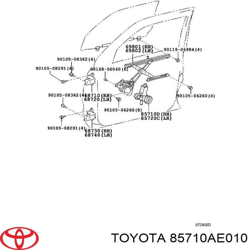 Мотор склопідйомника дверей задніх, лівих Toyota 8571006090 ціна, від 8.44 USD