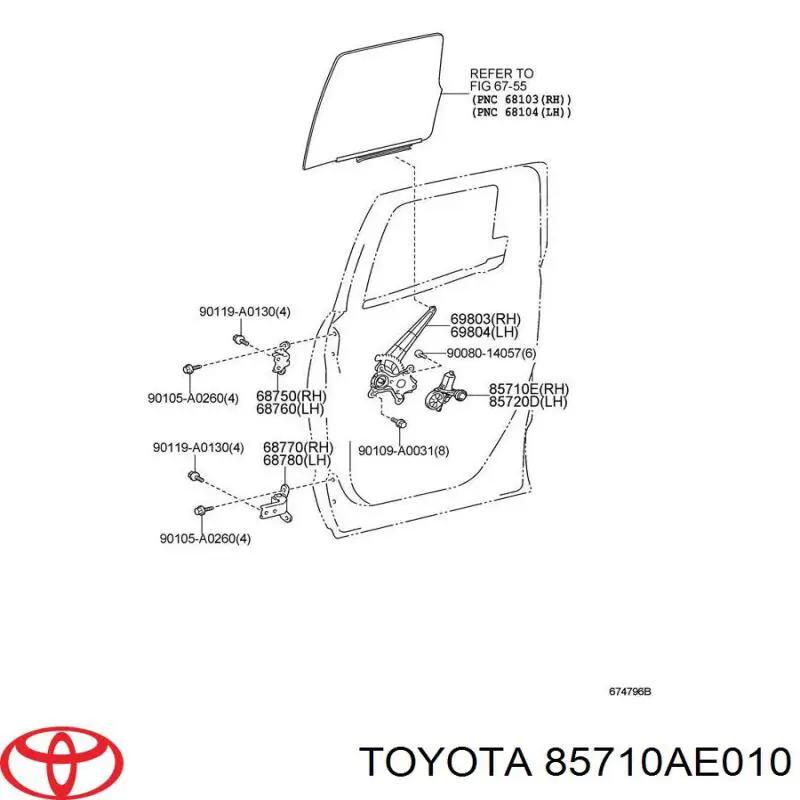 Двигун стеклопод'емника двері задньої, лівої 8571006090 Toyota