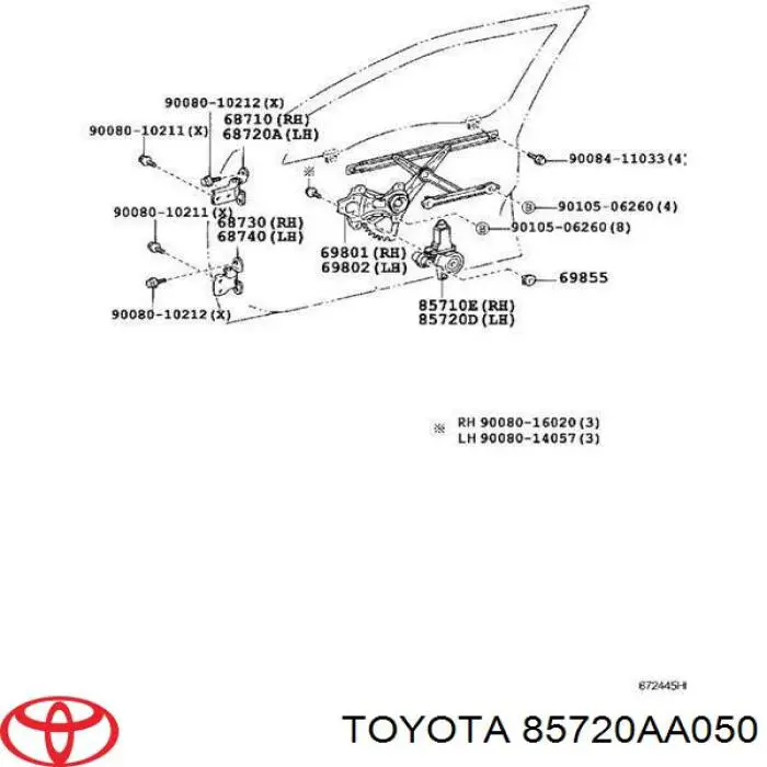 Двигун склопідіймача двері передньої, лівої Toyota Camry (V30) (Тойота Камрі)