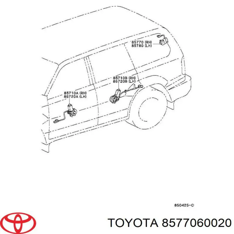 Мотор склопідйомника дверей задніх, правих Toyota 8577060020 ціна, від 50.79 USD