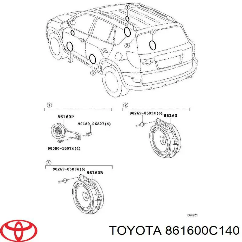 861600C140 Toyota Динамік задньої двері