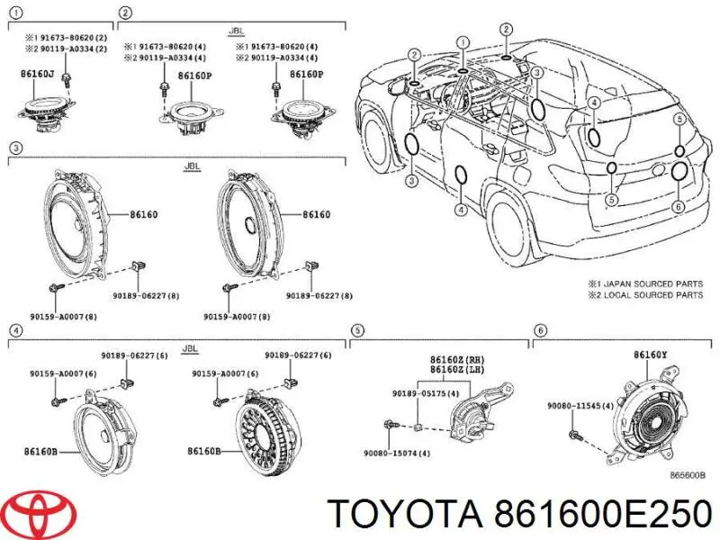 861600E250 Toyota Динамік передньої двері