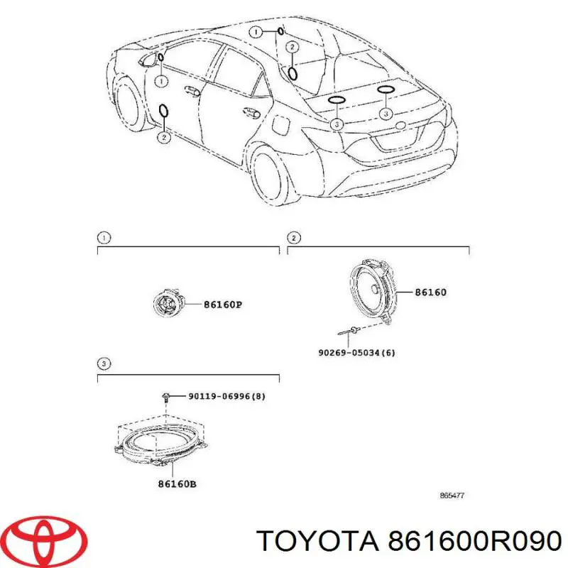 861600R090 Toyota Динамік передній