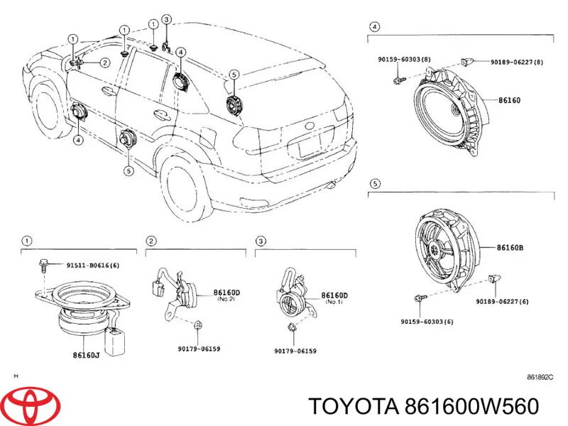 Динамік передньої двері Toyota 861600W560 ціна, від 51.80 USD