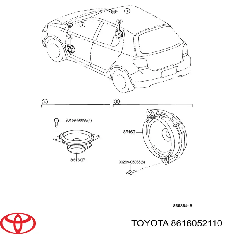 Динамік "торпедо" Toyota 8616052110 ціна, від 67.51 USD