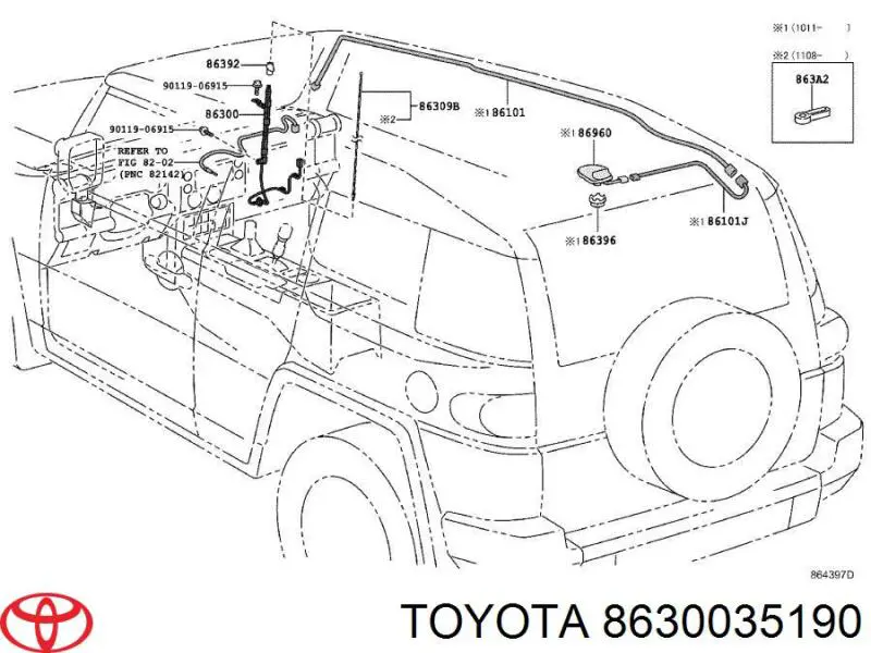 8630035190 Toyota Антена на дах